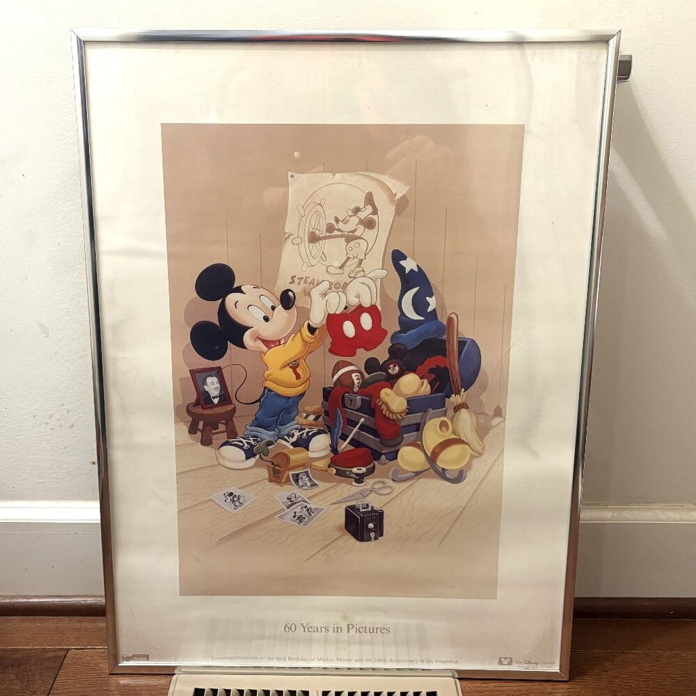 Mickey Mouse 60 Years in Pictures Poster Framed 18" x 24" the Disney Channel